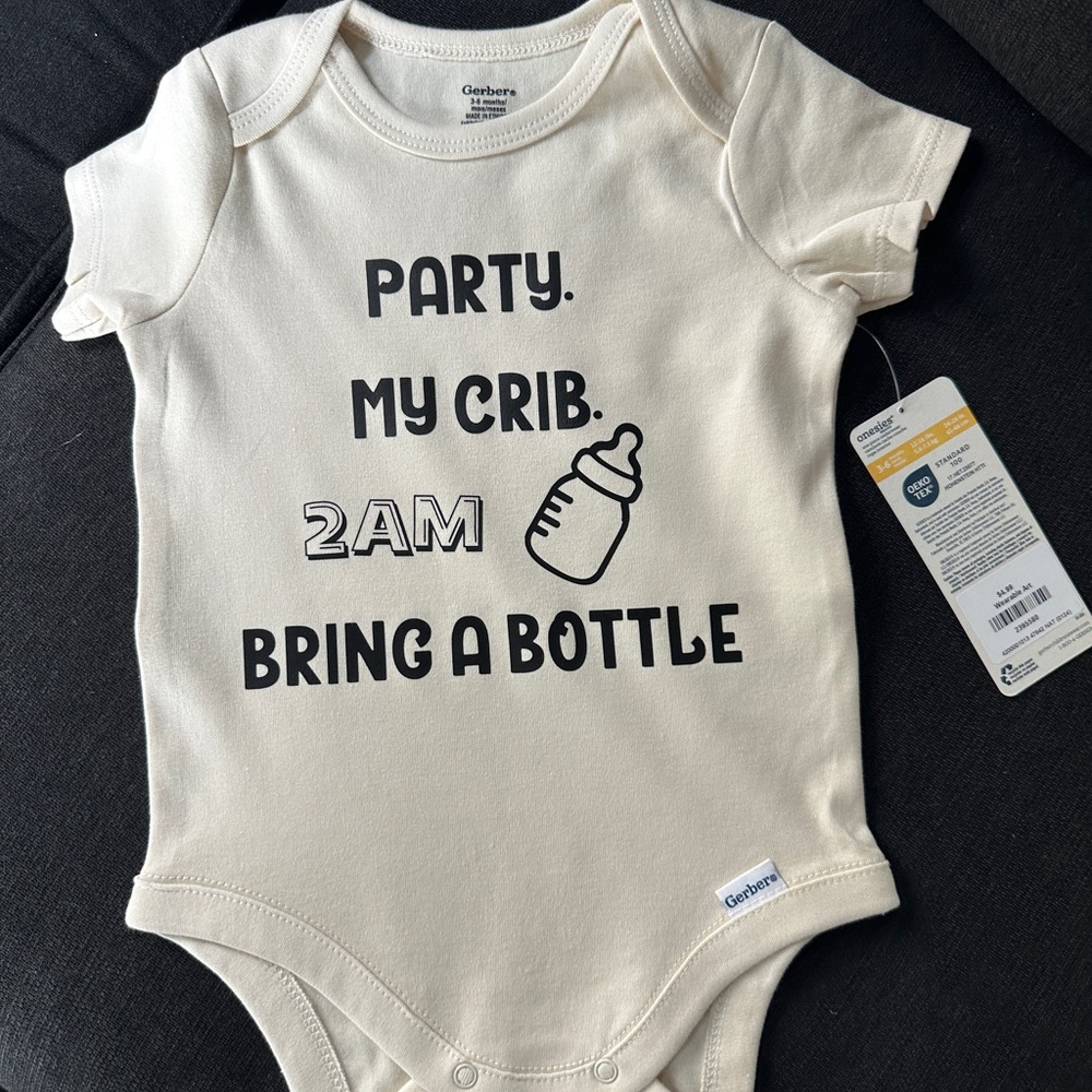 Gerber Cream Baby Onesie with Fun Print